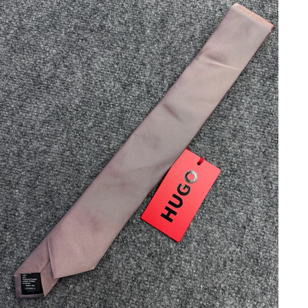 HUGO BOSS Men's Tie NWT Open Pink 52% Silk Made Italy Slim 6cm $79 MSRP